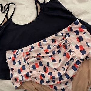Kortni Jeane Mix and Match Swim Swing Top and Ruched Bottom